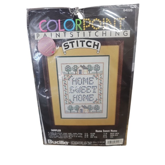 VTG 1993 Bucilla Home Sweet Home 64026 Counted Cross Stitch Kit 9"x 12" NEW - Picture 1 of 4